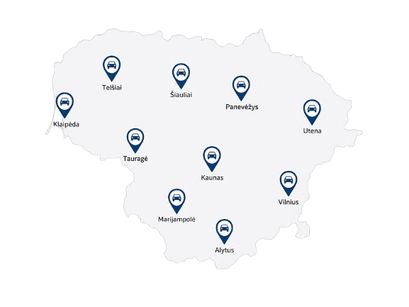 Lietuvos miestų autoservisų žemėlapis